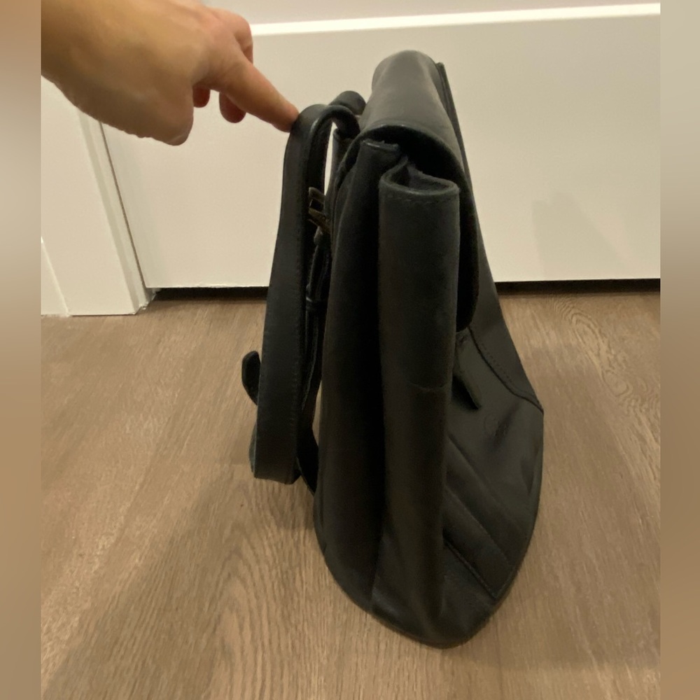 Black Leather Backpack With Two Sections Inside -… - image 4
